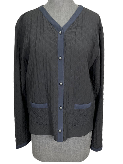 CHANEL Quilted Silk Jacket Size L-Consigned Designs