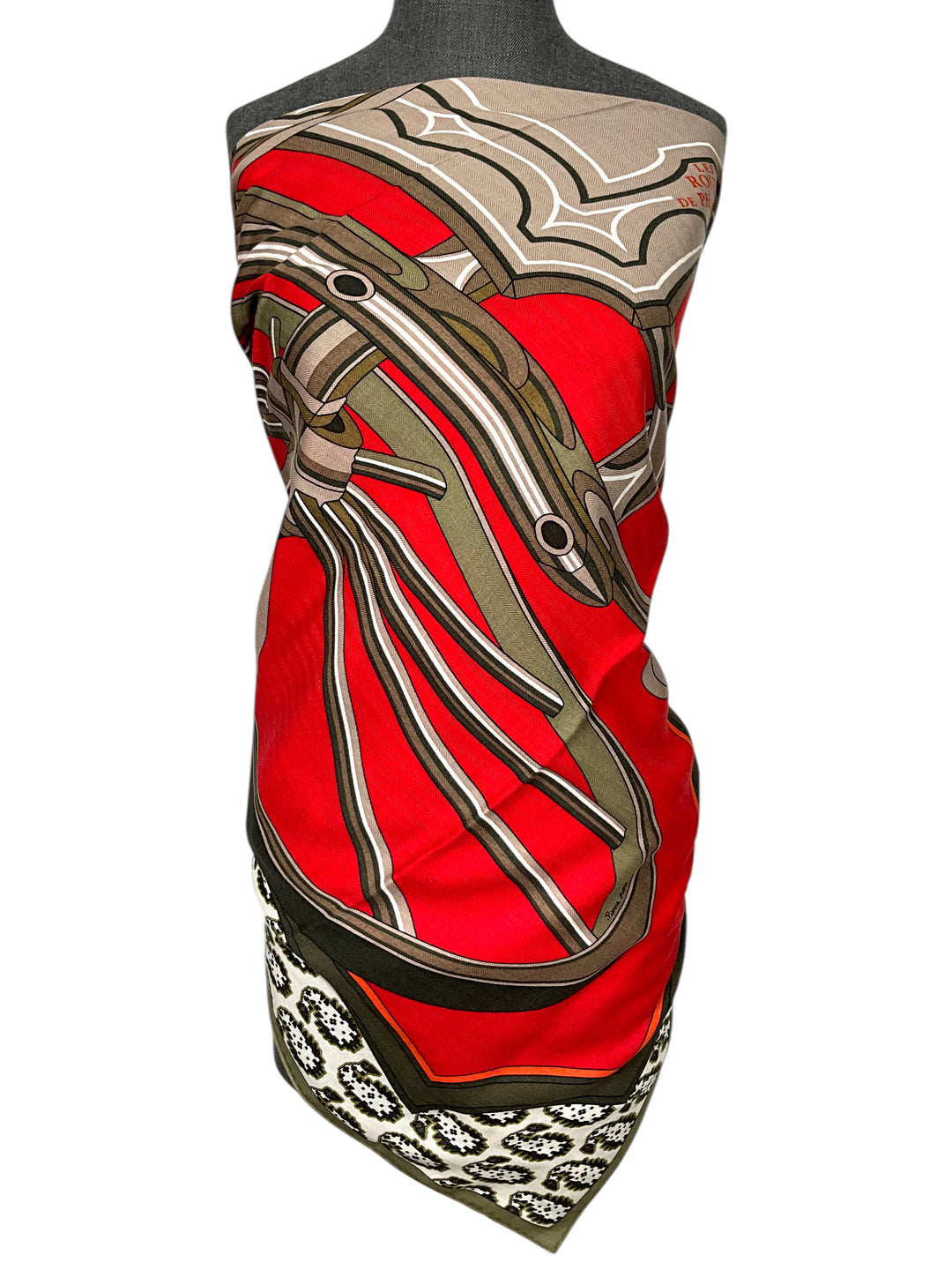 HERMES Les Roues de Phaeton Bandana Cashmere Silk Shawl 140 NEW