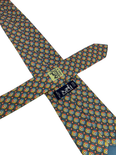 HERMES Printed Silk Classic Men's Neck Tie 7725 OA-Consigned Designs