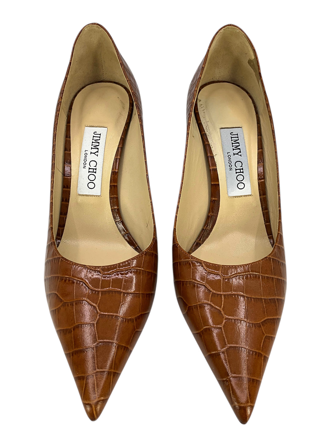 JIMMY CHOO ブラウン パンプス JIMMY CHOO Love 85 Croc-Effect Leather Pumps Size 7.5 - Consigned