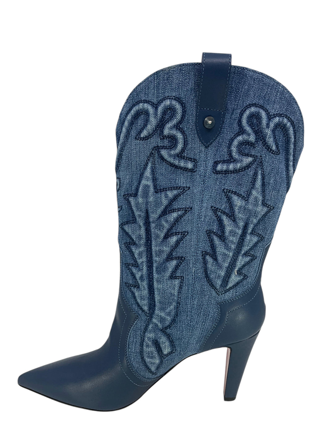 Christian Louboutin Santiabooty Embroidered Denim Western