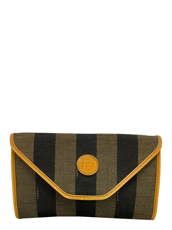 FENDI Vintage Vinyl Pequin Striped Envelope Clutch Bag Consigned Designs