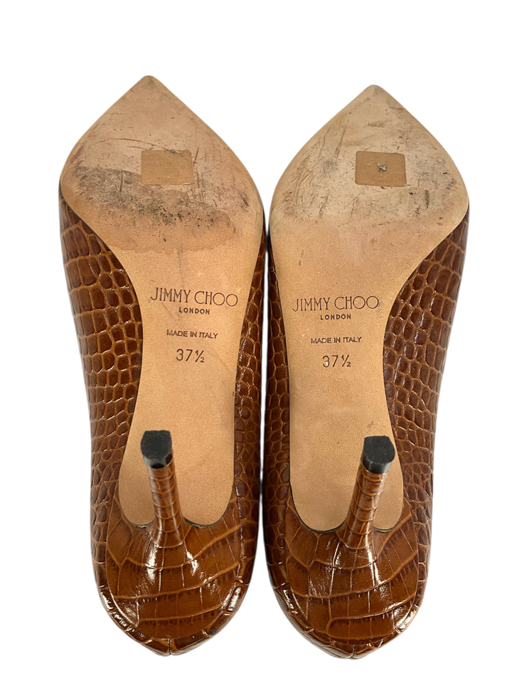 JIMMY CHOO Love 85 Croc-Effect Leather Pumps Size 7.5 - Consigned
