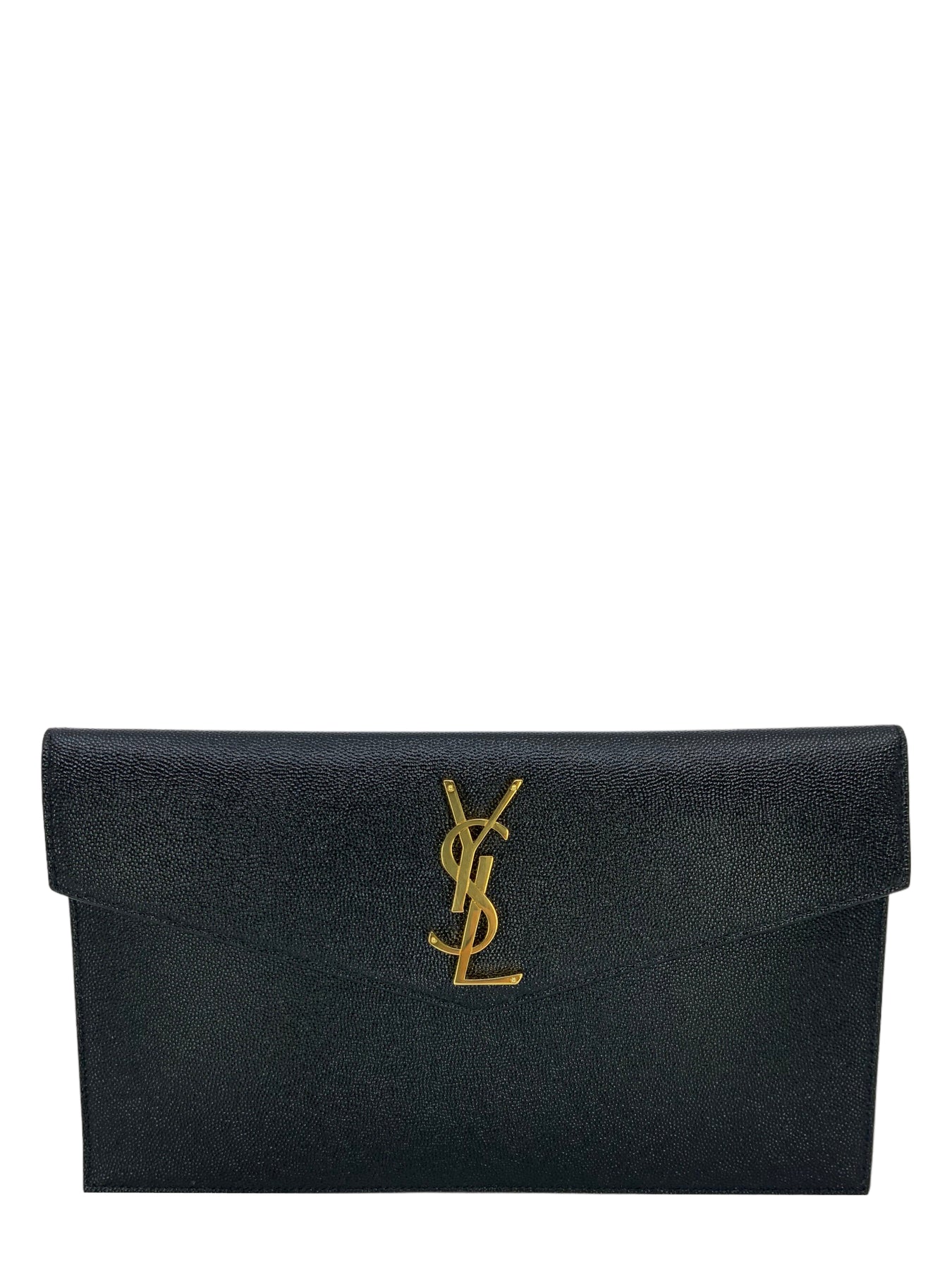 Saint Laurent - Authenticated Uptown Clutch Bag - Leather Black for Women, Never Worn, with Tag