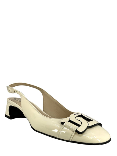 TOD'S Patent Leather Chain Link Slingback Pumps Size 9-Consigned Designs
