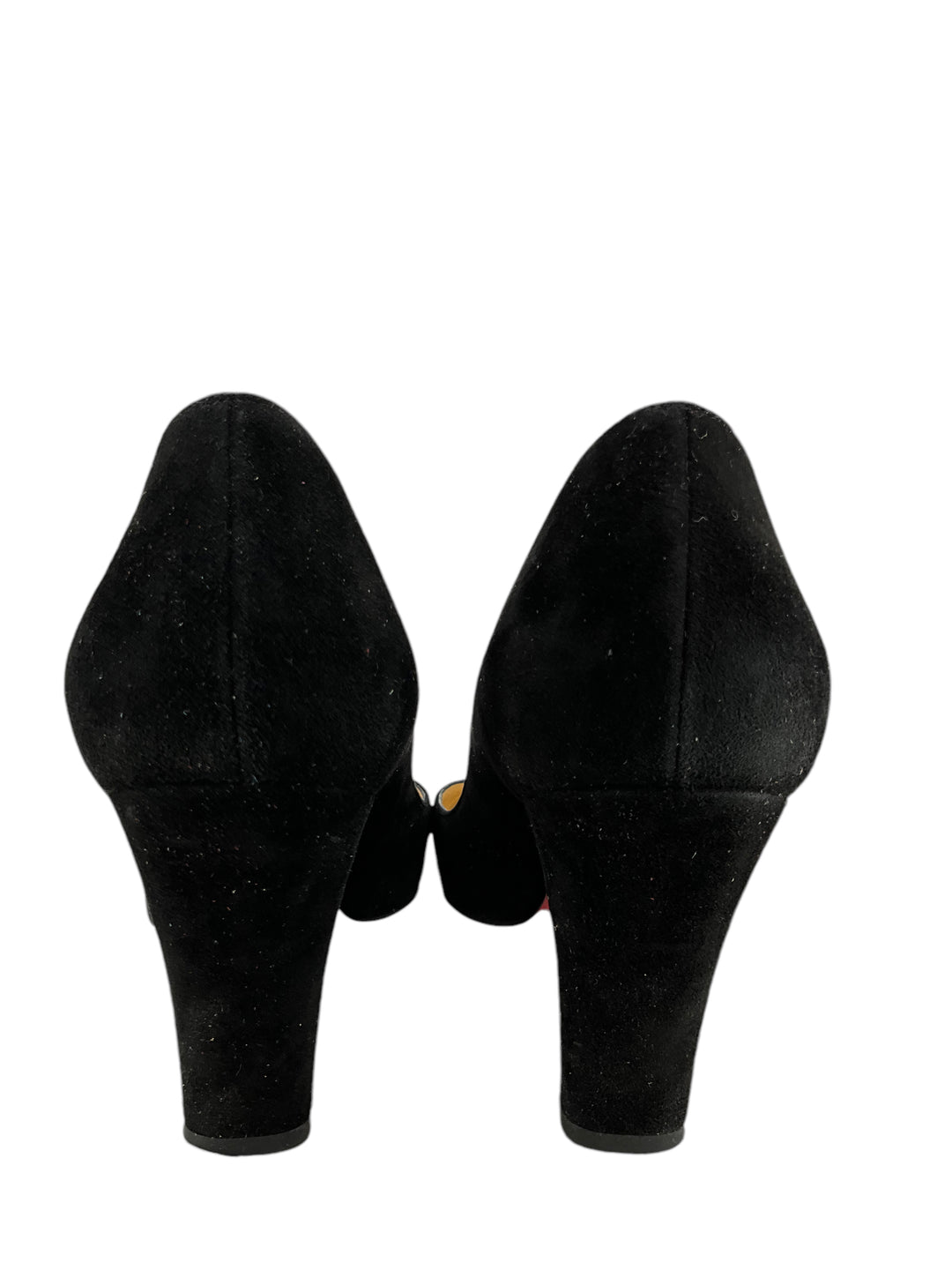 Christian Louboutin Suede Square Toe Block-Heel Pumps Size