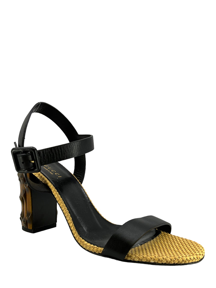 靴 Gucci Bamboo Sandal Heels Gucci Black Bamboo Heels – Treasures of NYC