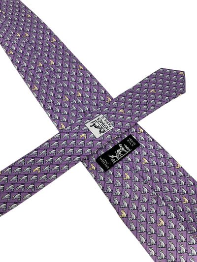 HERMES Printed Silk Classic Men's Neck Tie 7964 EA-Consigned Designs
