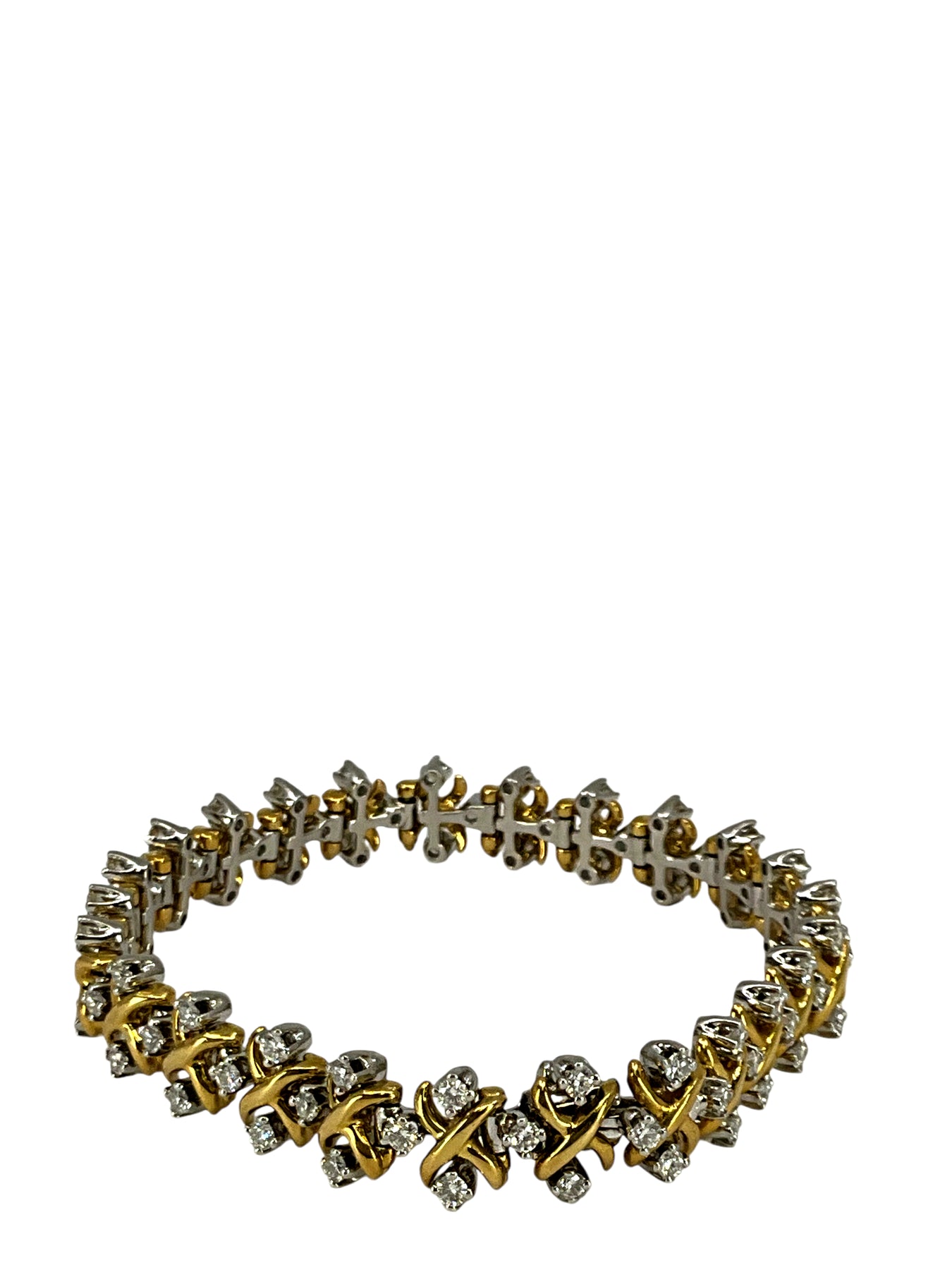 Tiffany Co. Schlumberger Platinum 18k Gold Diamond Lynn Bracelet NEW Consigned Designs