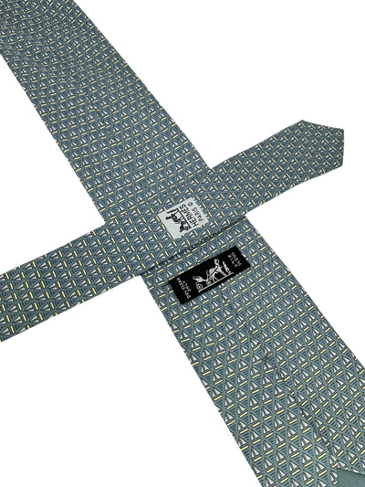 HERMES Sail Boat Printed Silk Classic Men's Neck Tie 7841 UA-Consigned Designs