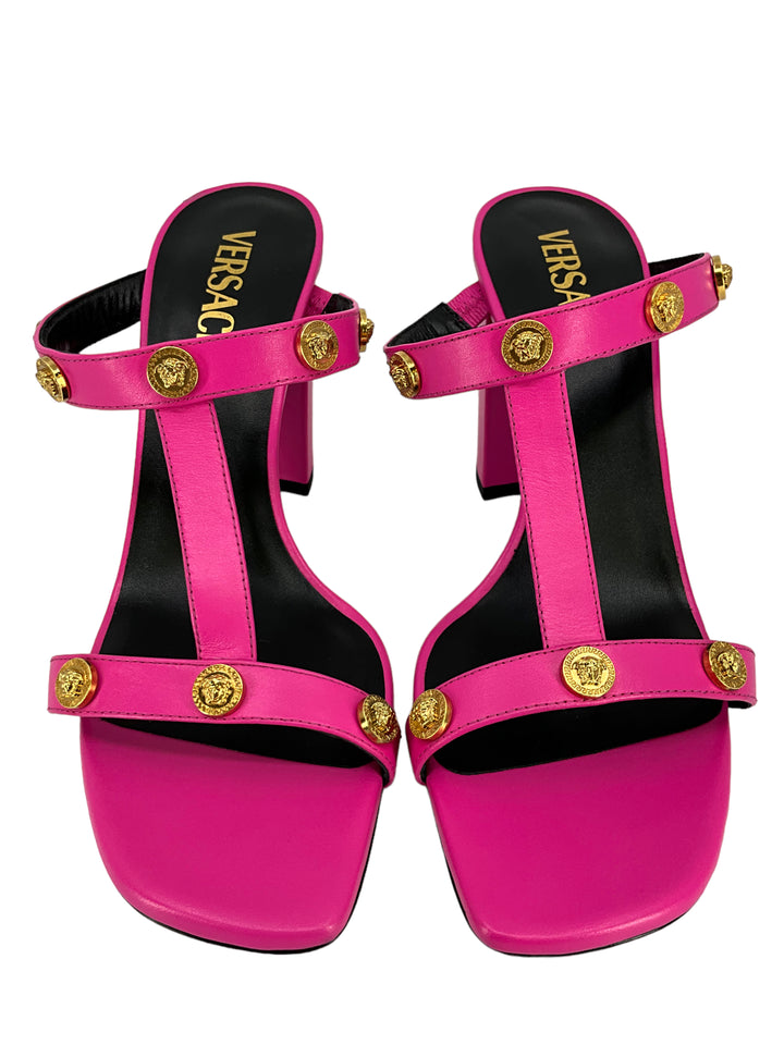VERSACE Leather T Strap Medusa Sandals Size 9 NEW VERSACE Leather T Strap Medusa Sandals Size 9 NEW