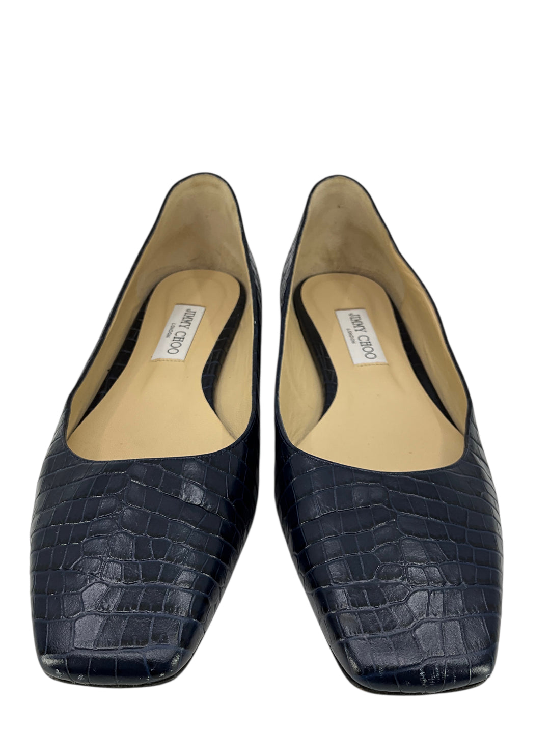 JIMMY CHOO Mirele Embossed Croc Calfskin Ballet Flats Size 11.5
