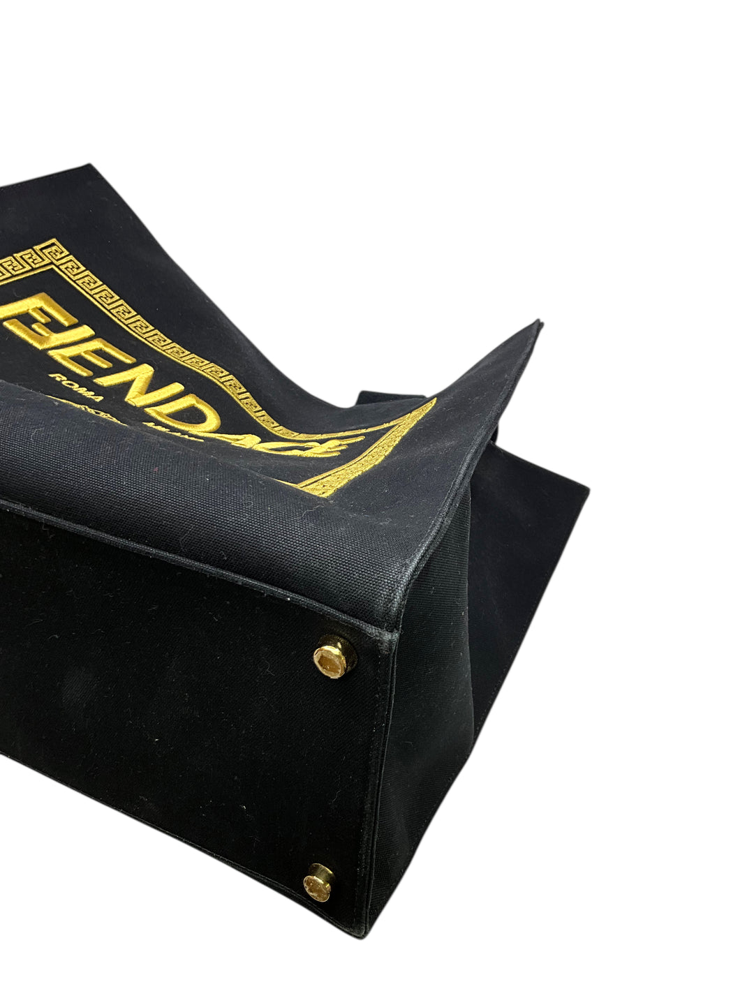 Fendi Black Interior Tote with Gold Logo Patch Fendi Vitello Plexiglass FF Embossed Medium Fendi Sunshine  main image 4