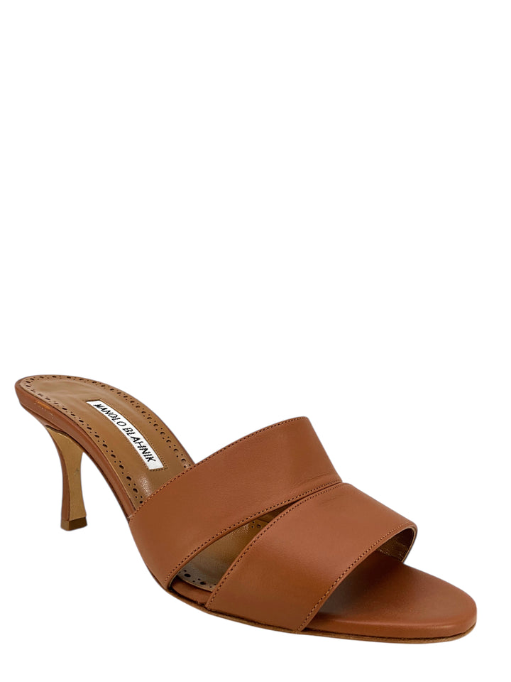 MANOLO BLAHNIK IACOPO Calf Leather Open Toe Mules Size 7.5