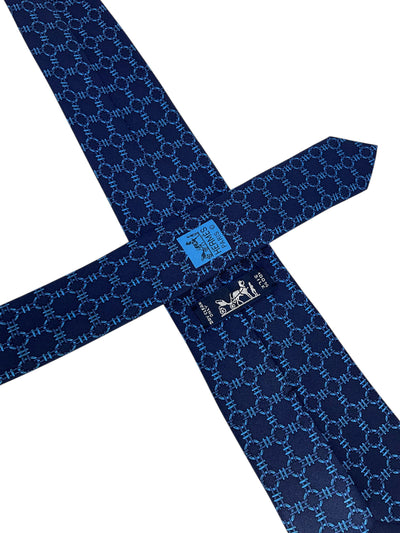 HERMES Printed Silk Classic Men's Neck Tie 668 OA-Consigned Designs