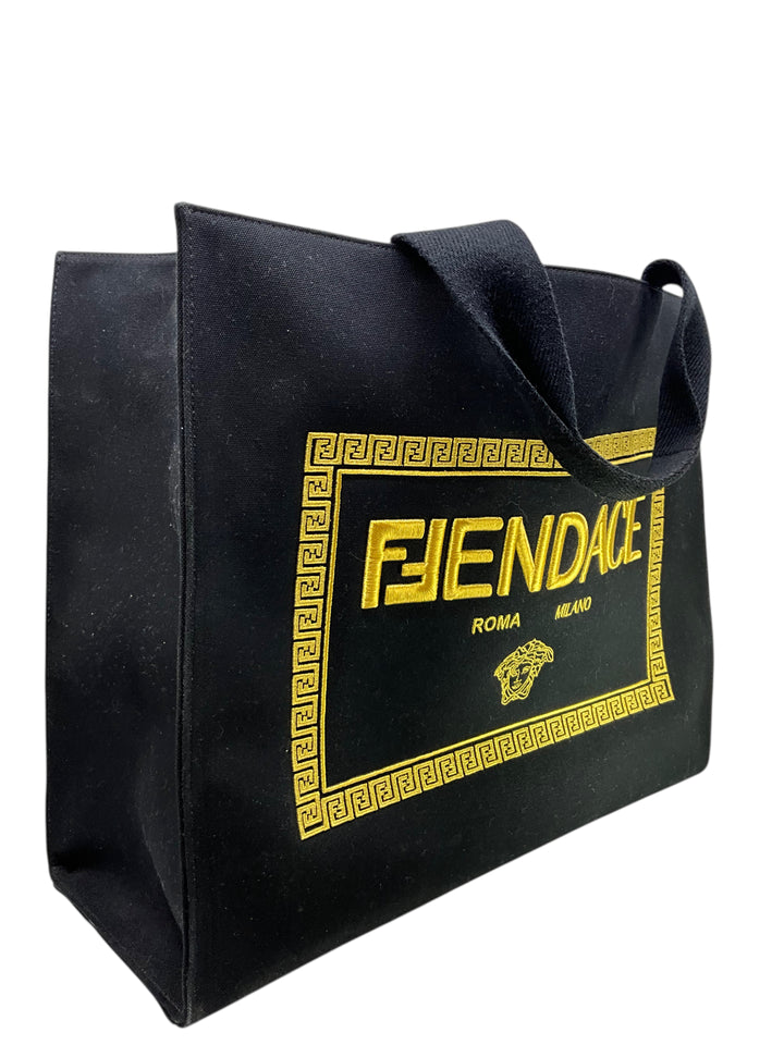 FENDI VERSACE Fendace Logo Canvas Large Shopping Tote - Consigned
