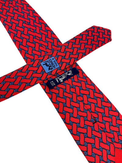 HERMES Printed Silk Classic Men's Neck Tie 996 SA-Consigned Designs