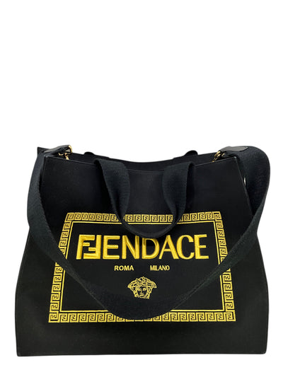 FENDI VERSACE Fendace Logo Canvas Large Shopping Tote-Consigned Designs