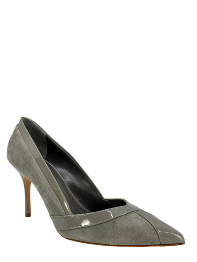 Manolo Blahnik Suede and Patent Leather Point Toe Pumps Size 7.5-Consigned Designs