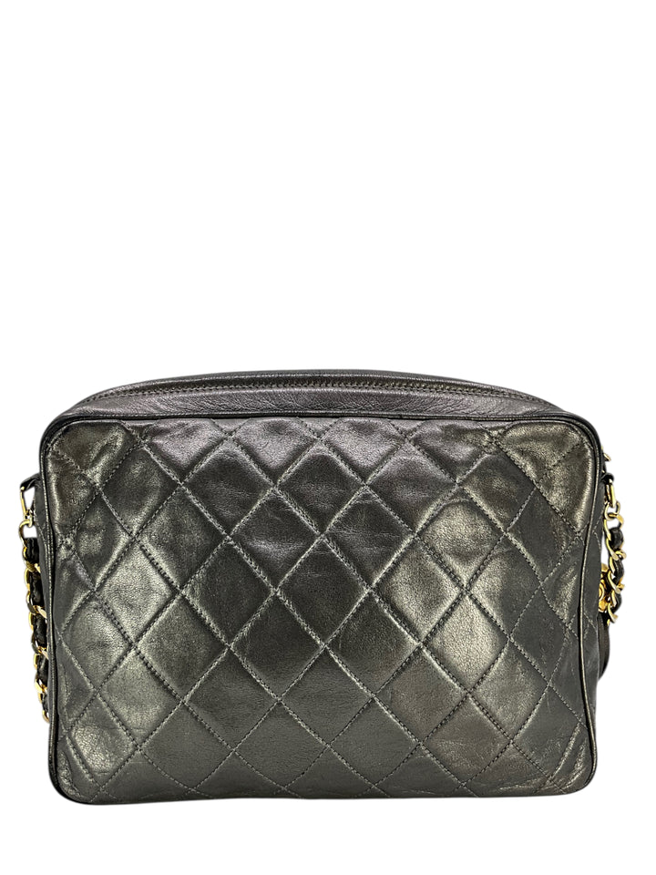 Chanel Vintage Front Pocket Quilted Lambskin Medium Camera Bag