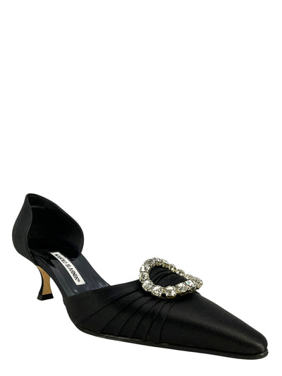 Manolo Blahnik Embellished Satin d'Orsay Pumps Size 10.5-Consigned Designs