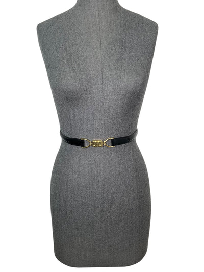 CELINE Thin Leather Triomphe Clasp Belt-Consigned Designs