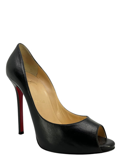 Christian Louboutin Leather Peep Toe Pumps Size 7-Consigned Designs