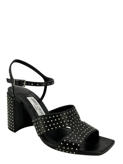 JIMMY CHOO Ellison 85mm Micro Stud Leather Sandals Size 9-Consigned Designs