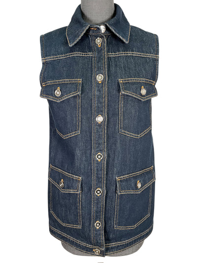 Chanel 25C CC Logo Denim Vest Size M-Consigned Designs
