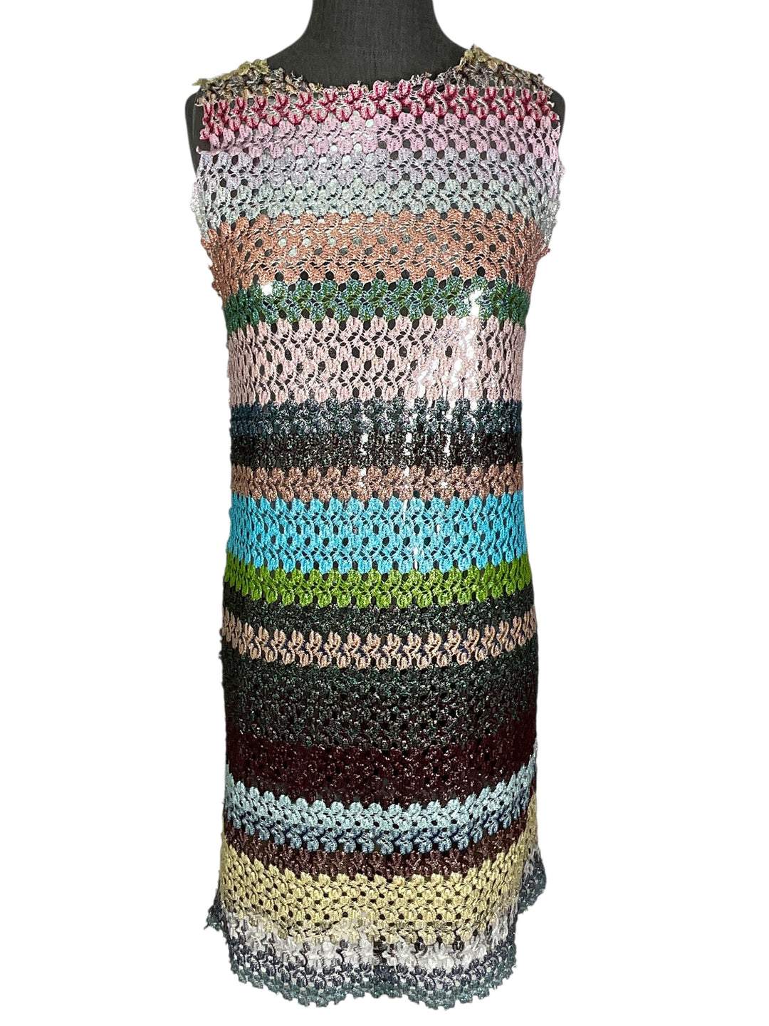 striped crochet dress Missoni Striped Crochet Sleeveless Mini Dress Size S