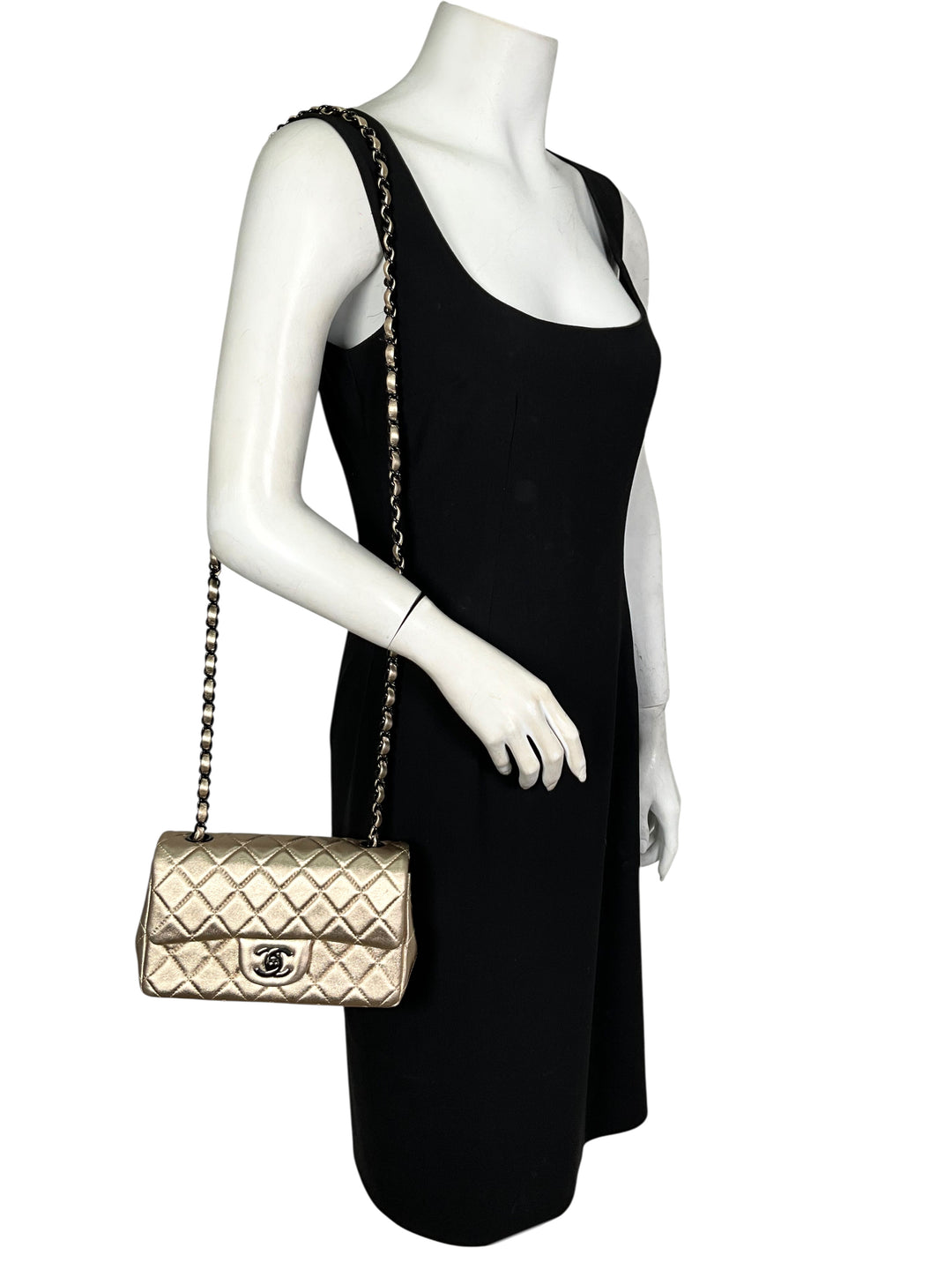 Chanel Metallic Quilted Lambskin Mini Rectangular Classic Flap Bag