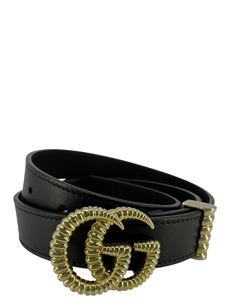 GUCCI GG Marmont Torchon Thin Leather Belt Size 75 - Consigned Designs