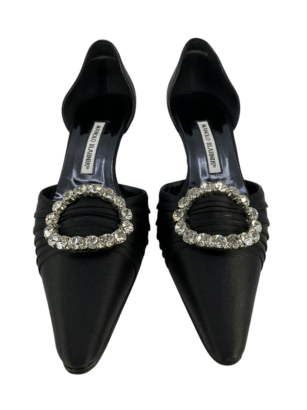Manolo Blahnik Embellished Satin d'Orsay Pumps Size 10.5