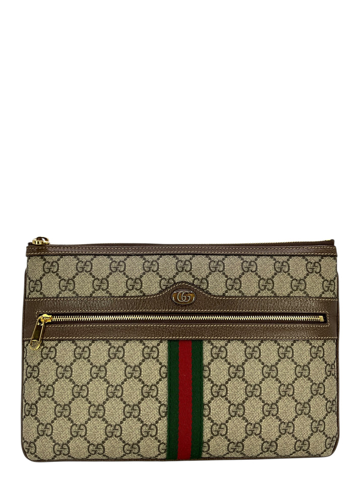 GUCCI GG Supreme Monogram Large Ophidia Pouch Clutch - Consigned