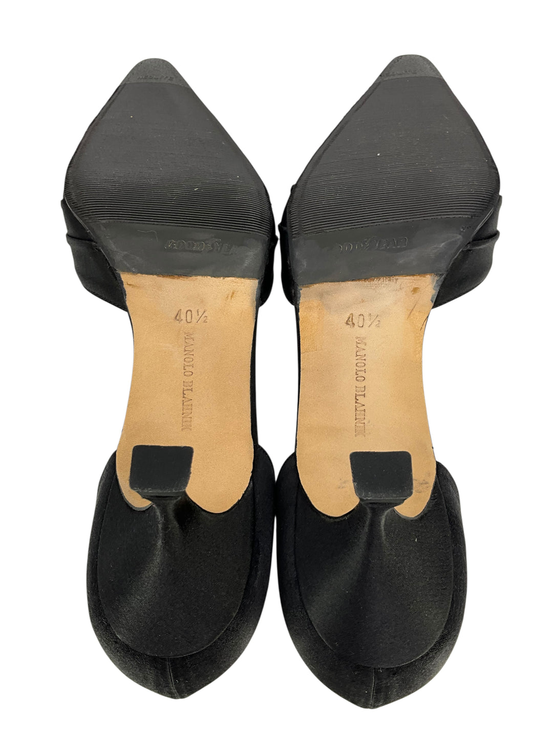 Manolo Blahnik Embellished Satin d'Orsay Pumps Size 10.5