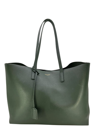 SAINT LAURENT East-West Leather Shopping Tote Bag-Consigned Designs