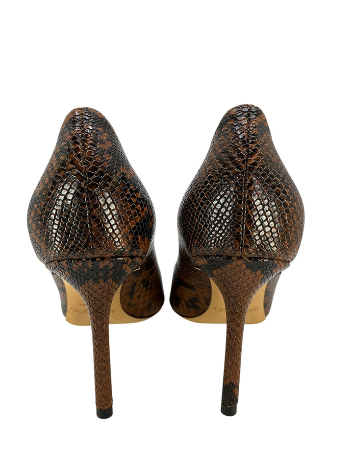 ぴ*こ様 JIMMY CHOO ROMY 38.5 Jimmy Choo Romy 85 Snake Print Leather Pumps Size 7.5 - Consigned