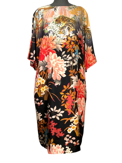 ETRO Floral Tiger Print Kimono Silk Dress Size XL-Consigned Designs