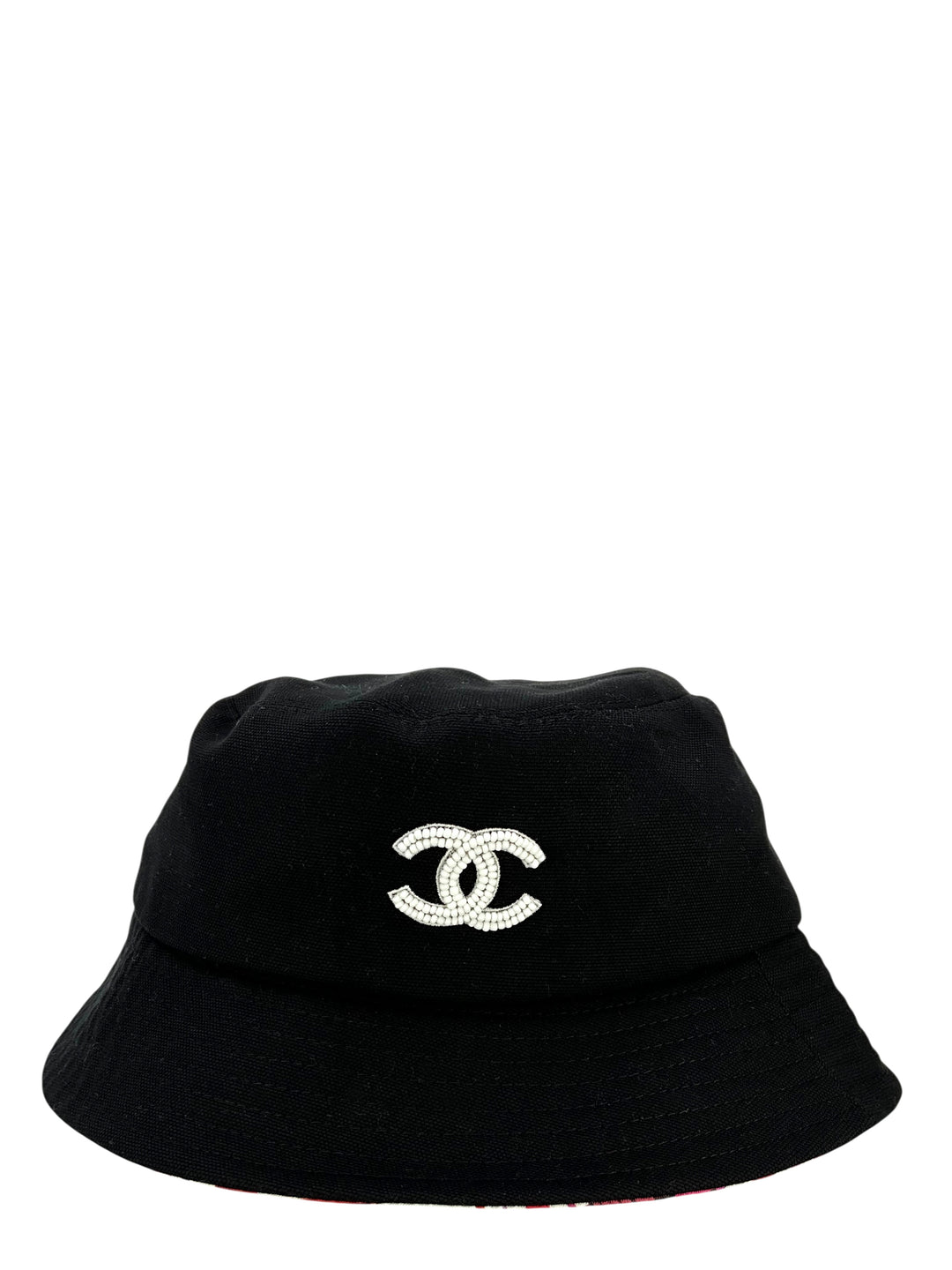 Black Bucket Hat with White CC Emblem NWT 22P CHANEL BLACK WHITE TRIM CC LOGO BUCKET CLOCHE HAT L  main image 3