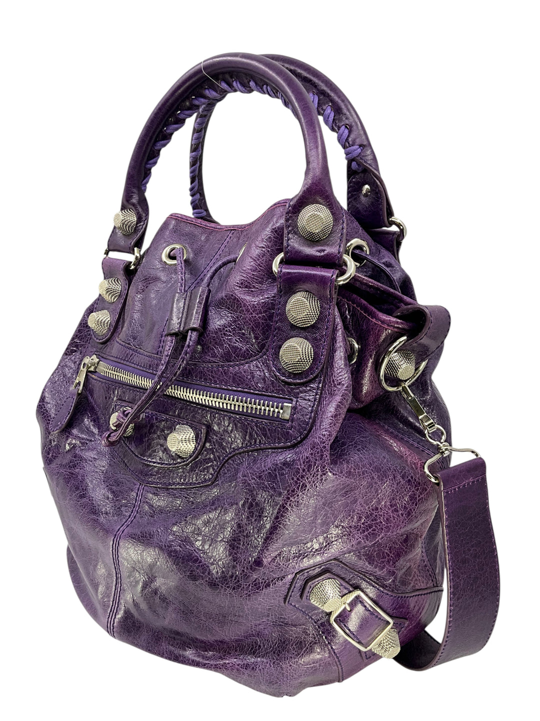 Balenciaga Lambskin Leather Giant 21 Silver PomPon Bag - Consigned