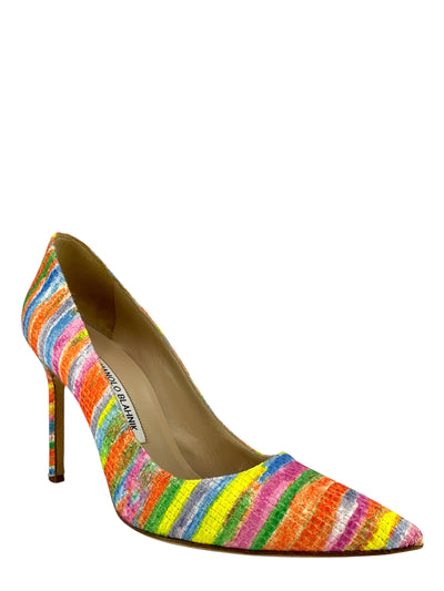 Manolo Blahnik Striped Rainbow BB 105 Pumps Size 8-Consigned Designs