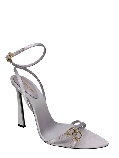 SAINT LAURENT Crepe Satin Gippy 110 Sandals Size 8.5 NEW-Consigned Designs
