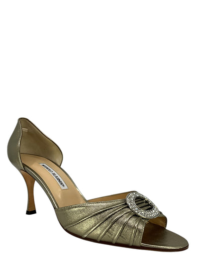 Manolo Blahnik Sedaraby Embellished Leather d'Orsay Pumps Size 10.5-Consigned Designs