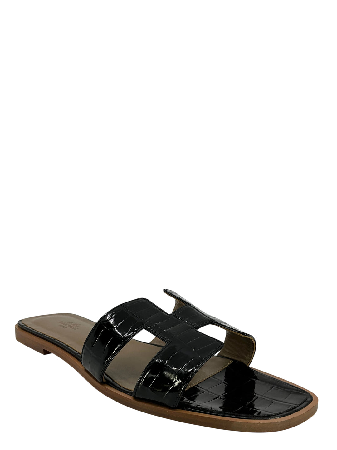 HERMES Alligator Leather Oran H Logo Sandals Size 11 - Consigned