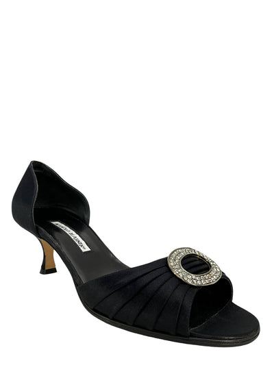 Manolo Blahnik Sedaraby Embellished Satin d'Orsay Pumps Size 10.5-Consigned Designs