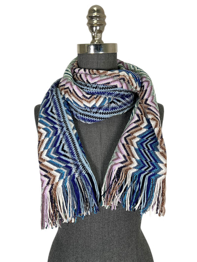 MISSONI Knit Wool Oblong Fringe Scarf-Consigned Designs