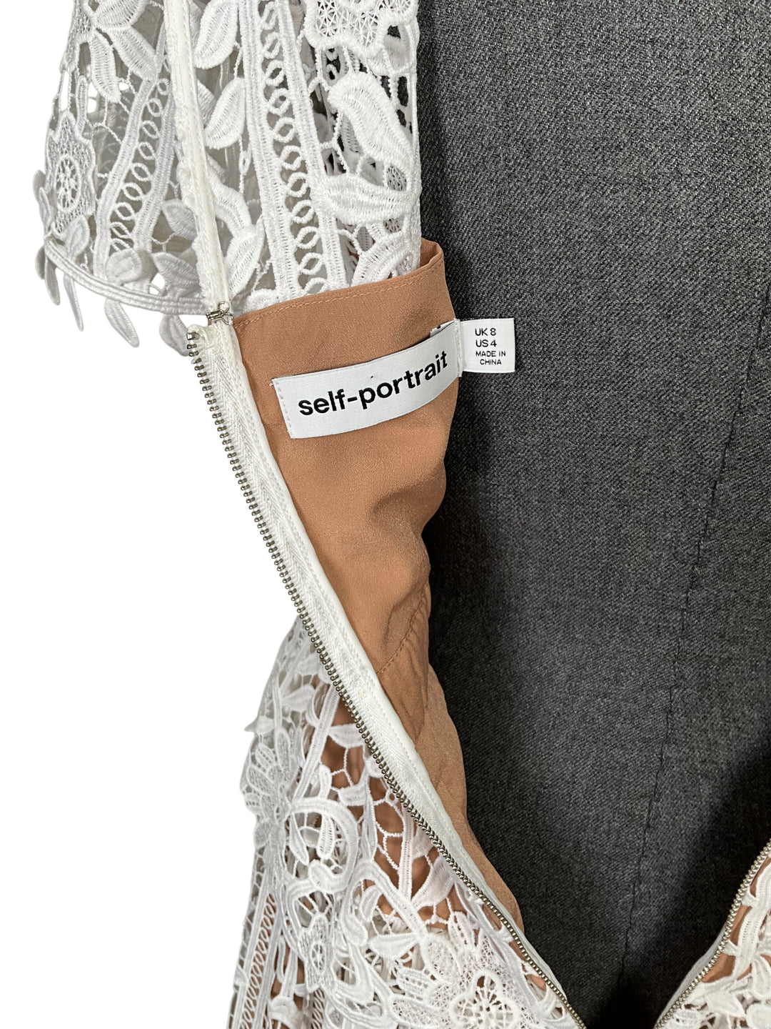 white guipure lace peplum midi dress self-portrait - Cream Lace Peplum Midi Dress