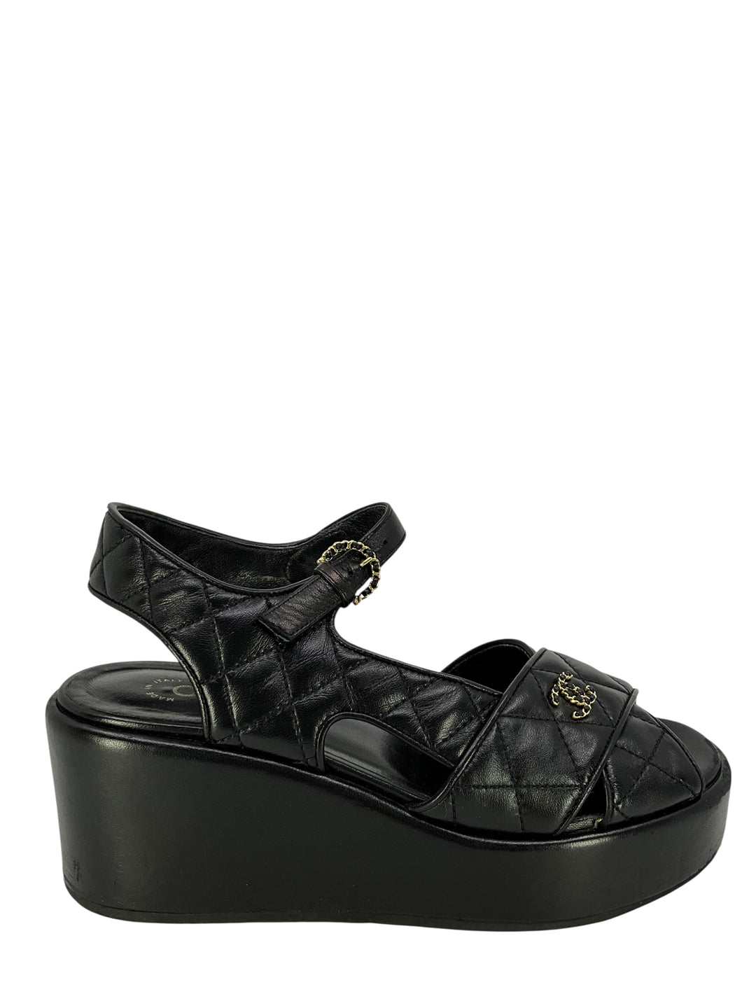 Chanel 23P Quilted Lambskin CC Platform Sandals Size 8 - Consigned