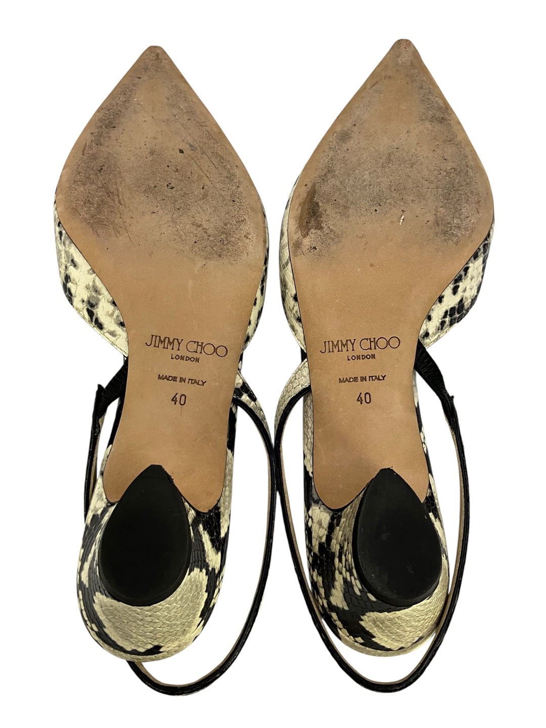 Jimmy Choo Kaia Snake Print Leather Slingback Pumps Size 10