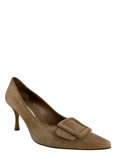Manolo Blahnik Suede Buckle Pumps Size 10-Consigned Designs
